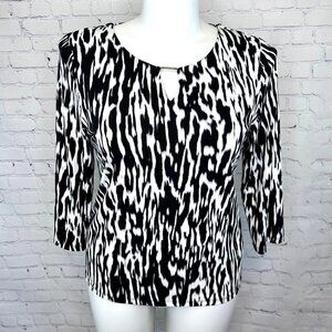 NWT CALVIN KLEIN BLACK & WHITE ZEBRA TOP - L